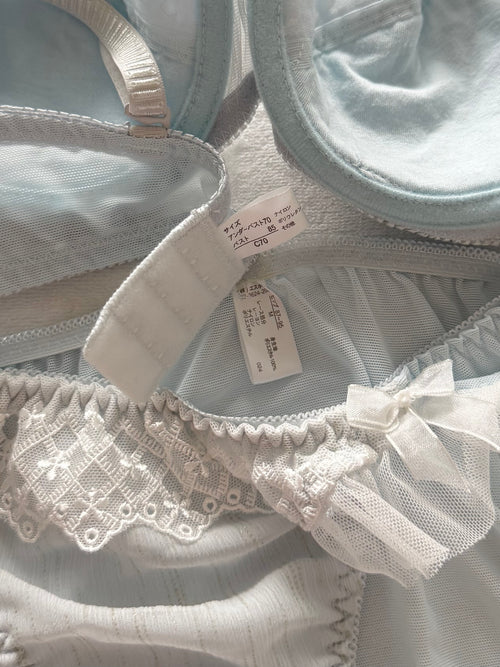Japanese Blue Chiffon Lingerie Set Size 70C
