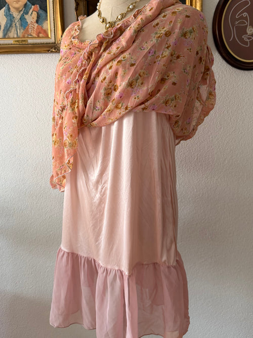 Orange Floral Chiffon Babydoll Dress size S/M