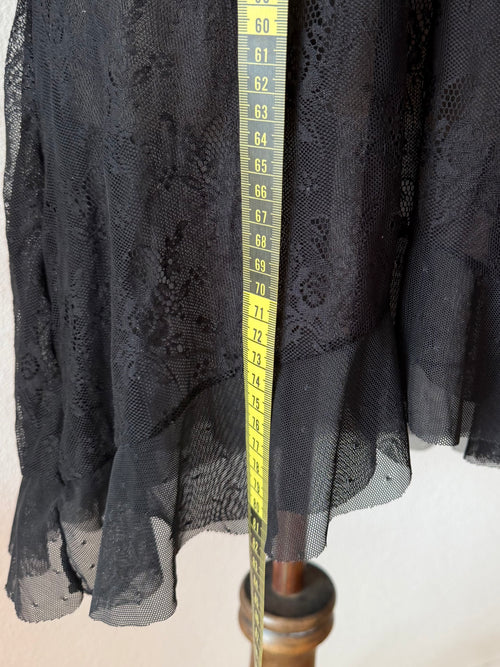 Black Purple Lace Slip Size M