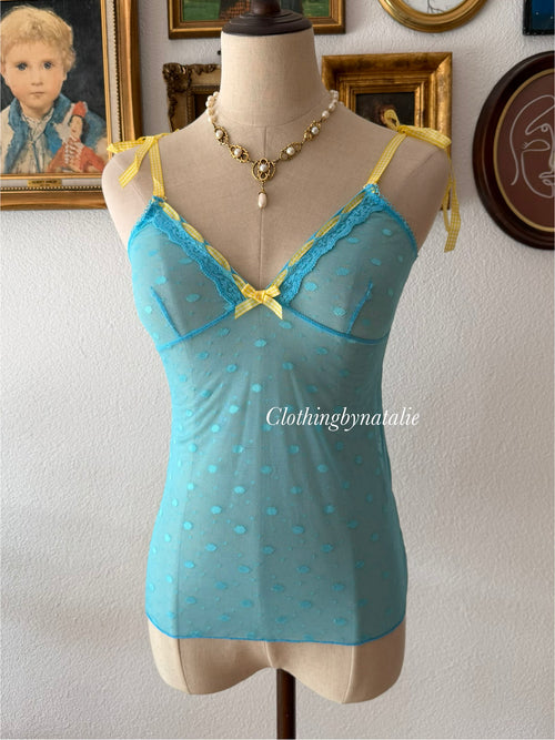 Sheer Blue Mesh Cami size XS