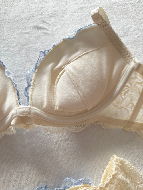 Japanese Floral Blue Lingerie Set Size 75C