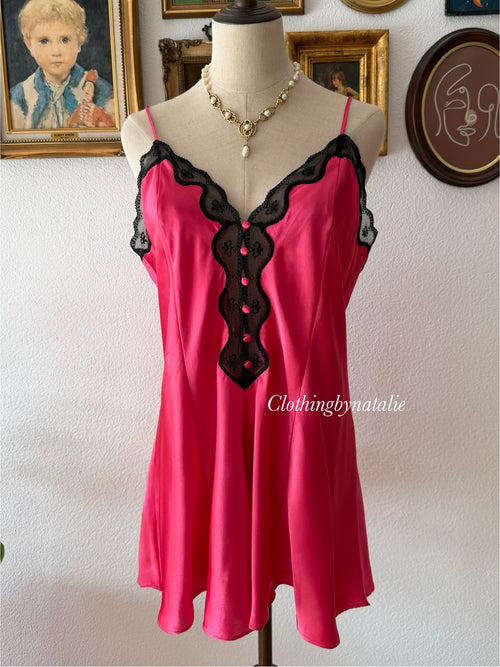 Hot Pink Satin Teddy size L