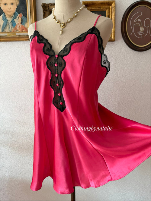 Hot Pink Satin Teddy size L