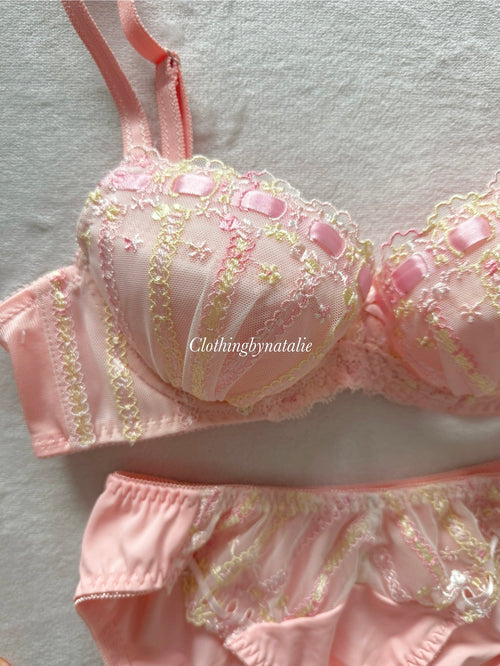 Triumph Pink Floral Lingerie Set Size 75A