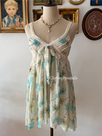 Blue Floral Chiffon Sheer Slip Size S