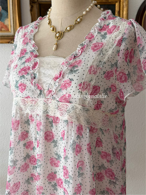 Pink Floral Chiffon Blouse size S/ small M