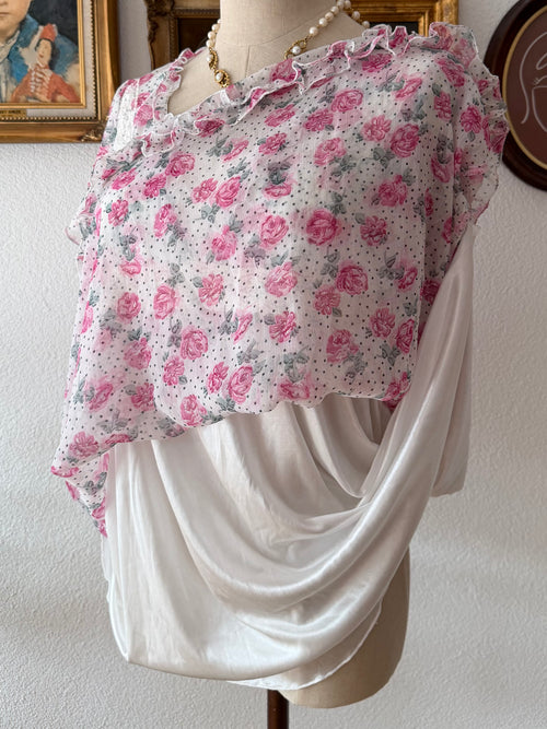 Pink Floral Chiffon Blouse size S/ small M