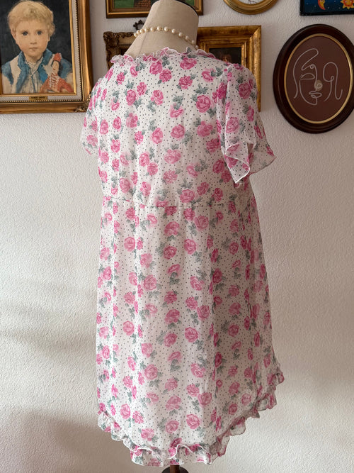 Pink Floral Chiffon Blouse size S/ small M