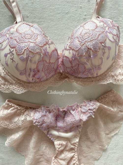 Japanese Floral Purple Lingerie Set Size 70D
