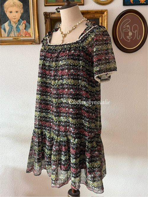 Black Floral Chiffon Babydoll size S/M