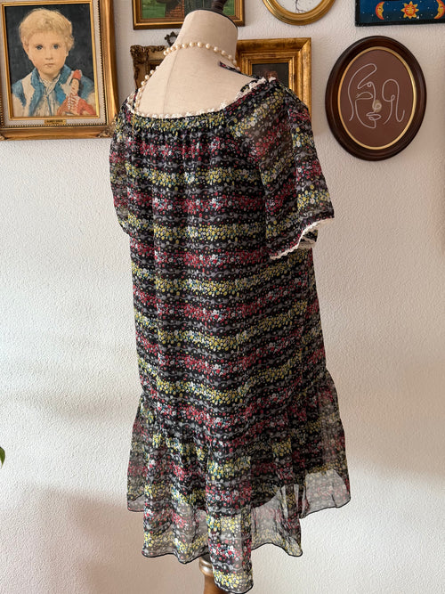 Black Floral Chiffon Babydoll size S/M