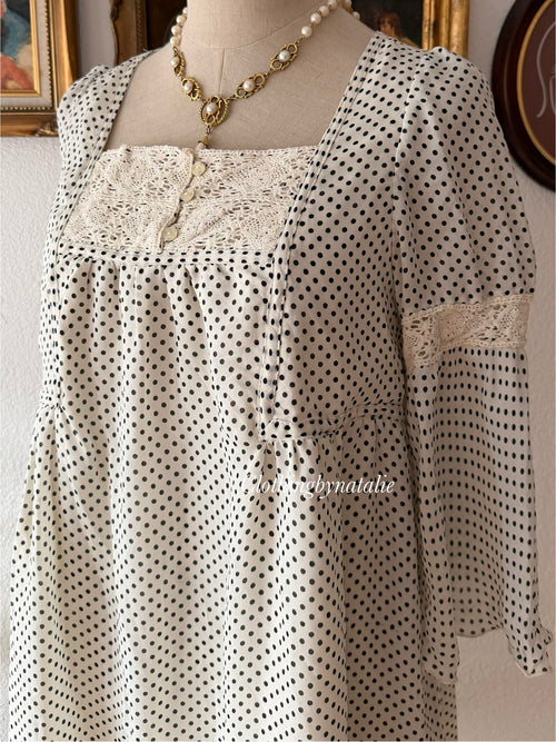 White Poka Dot Babydoll Dress size S/small M