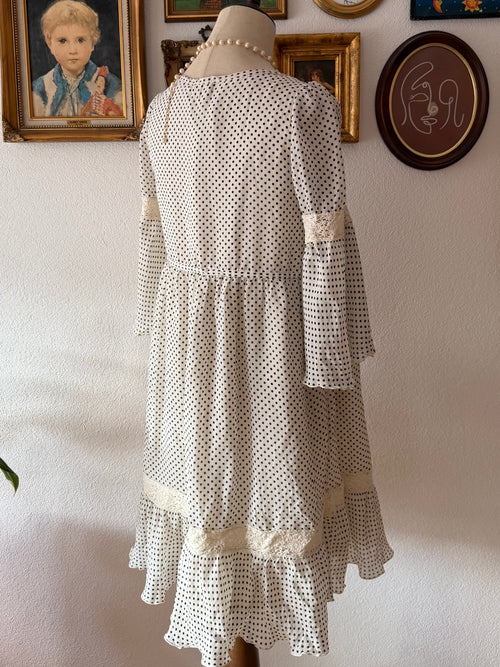 White Poka Dot Babydoll Dress size S/small M
