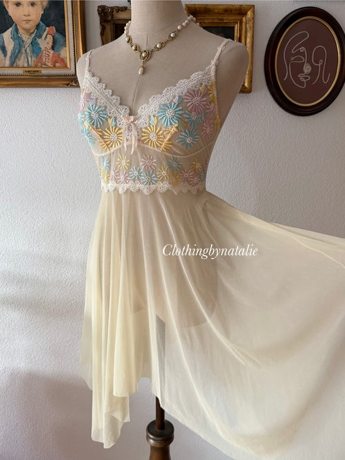 Fairy Yellow Mesh Slip Dress size S