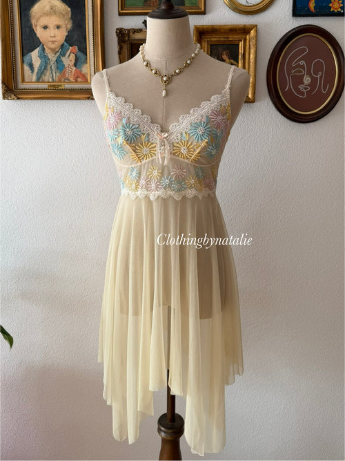 Fairy Yellow Mesh Slip Dress size S