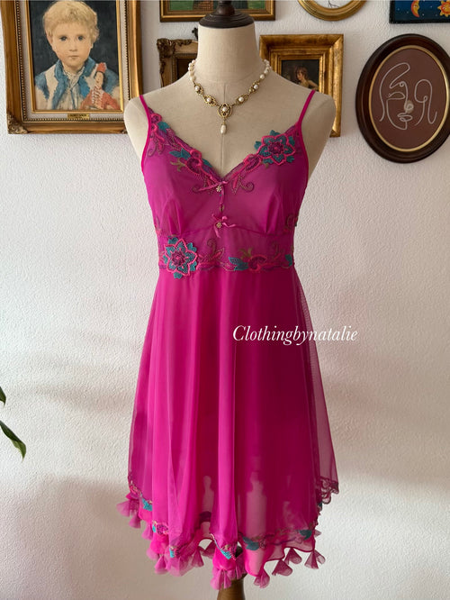 Hot Pink Butterfly Babydoll Size S