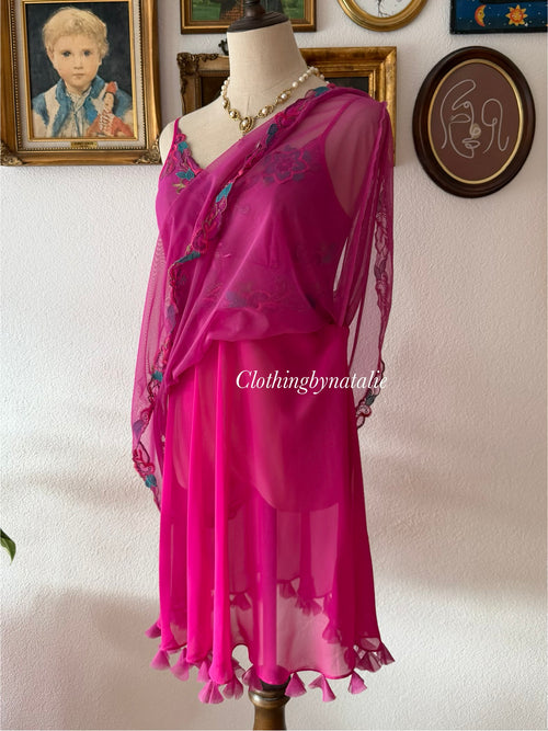 Hot Pink Butterfly Babydoll Size S