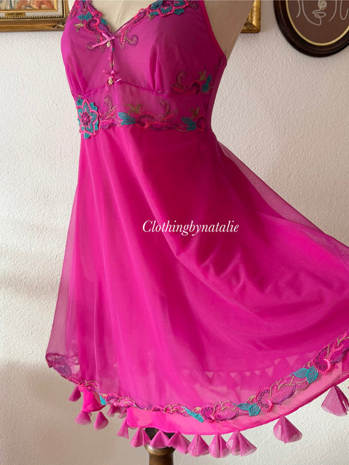 Hot Pink Butterfly Babydoll Size S