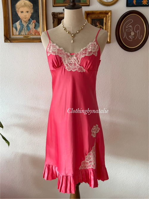 Hot Pink Satin Slip Dress size M