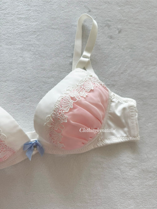 Coquette Pink White Chiffon Bra Size 80A