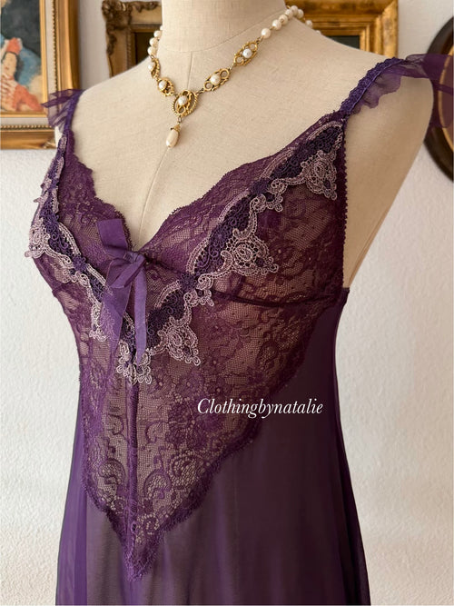 Dark Purple Mesh Slip Dress Size S