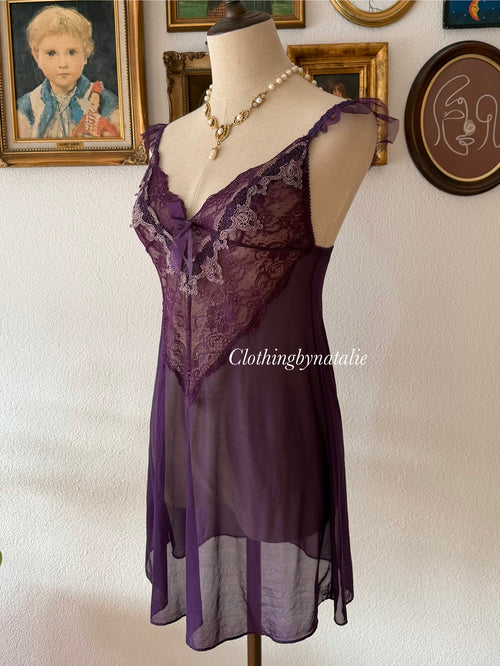 Dark Purple Mesh Slip Dress Size S