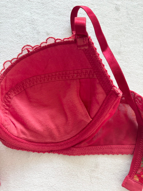 Fairy Red Floral Lace Bra Size 70C