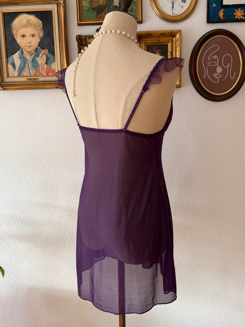 Dark Purple Mesh Slip Dress Size S