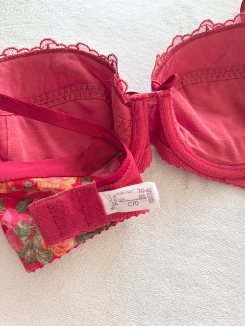 Fairy Red Floral Lace Bra Size 70C