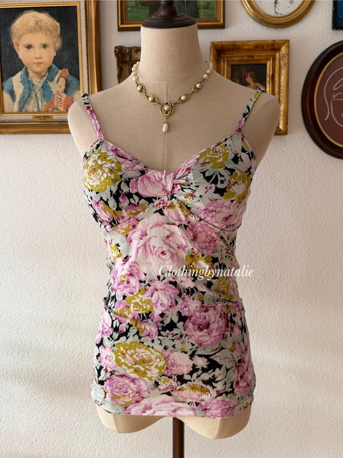 Floral Purple Jersey Cami Size S