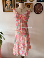 Floral Pink Chiffon Slip Dress size M