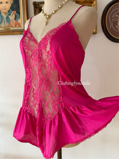 Hot Pink Nylon Babydoll size M