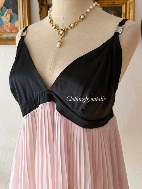 Black Pink Pleated Babydoll size L