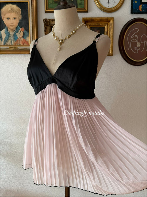 Black Pink Pleated Babydoll size L