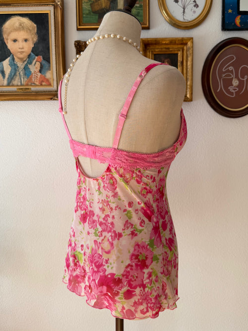 Floral Pink Mesh Bustier Mini Dress size 36B