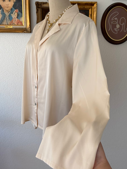 Cream Satin Pyjama Set Size M