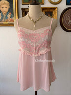 Pink Nylon Lace Cami size M
