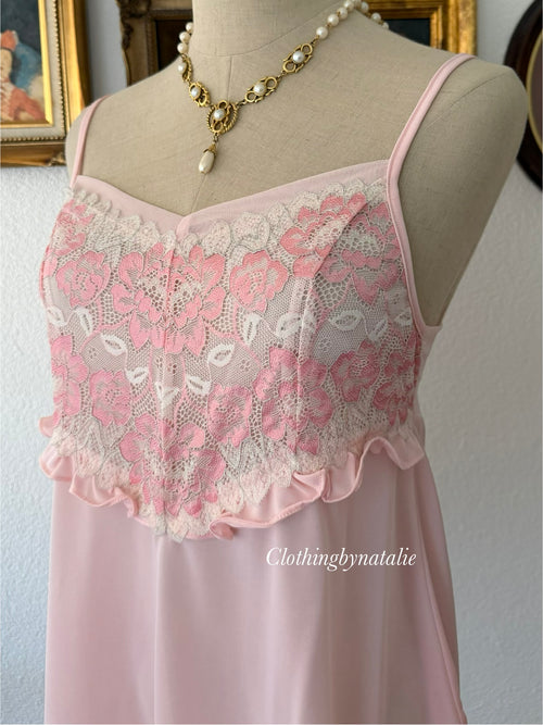 Pink Nylon Lace Cami size M