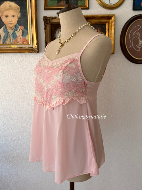 Pink Nylon Lace Cami size M