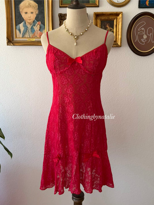 Inner Secret Red Lace Slip Size M