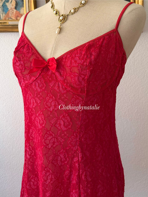 Inner Secret Red Lace Slip Size M