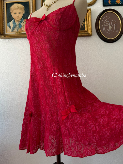 Inner Secret Red Lace Slip Size M