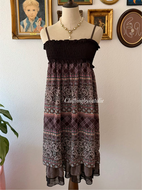 Boho Brown Midi Dress Size S/M