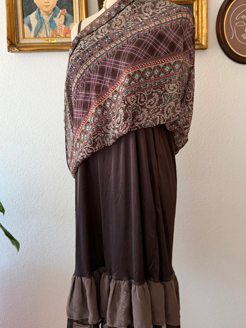 Boho Brown Midi Dress Size S/M