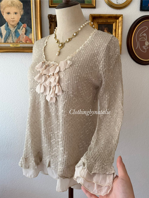 Long Sleeve Knit Blouse Size S