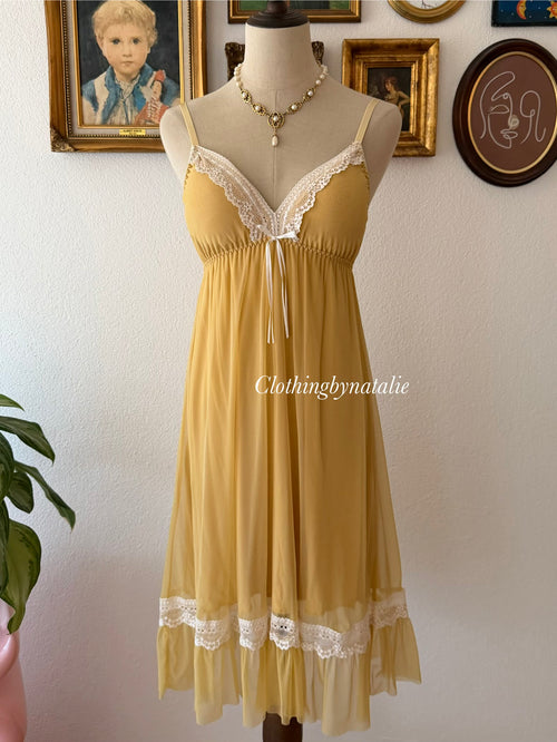 Mustard Mesh Nightgown Set size S/M