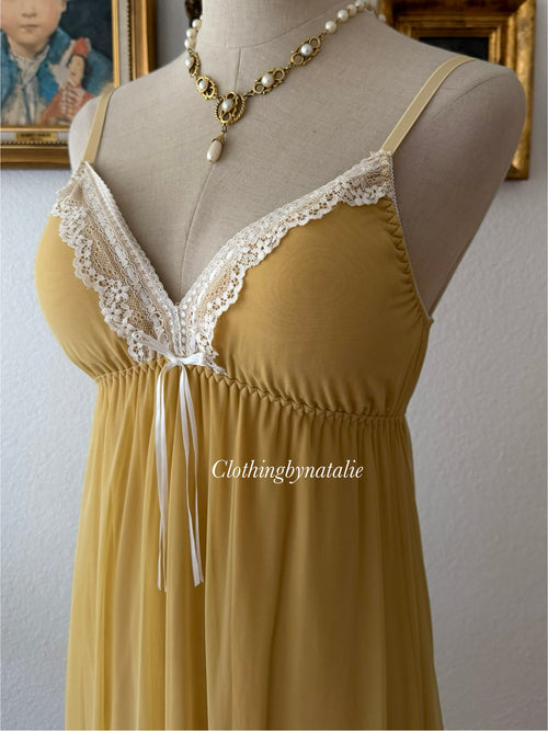 Mustard Mesh Nightgown Set size S/M