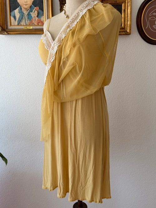 Mustard Mesh Nightgown Set size S/M