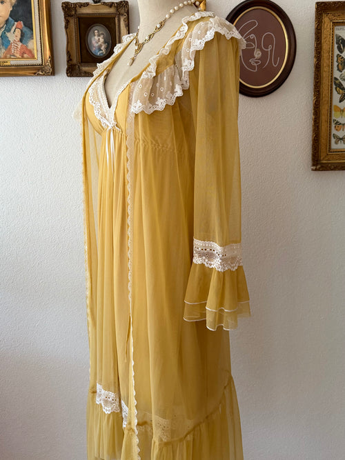 Mustard Mesh Nightgown Set size S/M