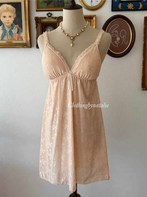 Soft Orange Mesh Nightgown Set size S/M